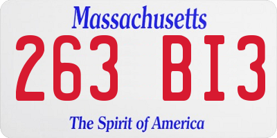 MA license plate 263BI3