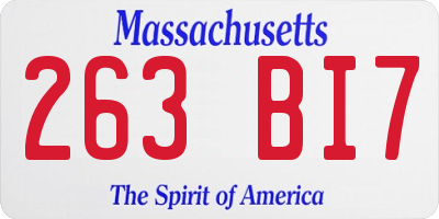 MA license plate 263BI7