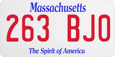 MA license plate 263BJ0