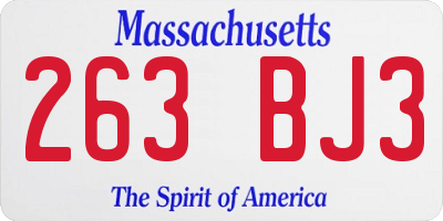 MA license plate 263BJ3