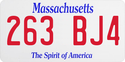 MA license plate 263BJ4