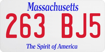 MA license plate 263BJ5