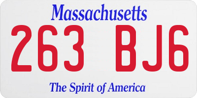 MA license plate 263BJ6