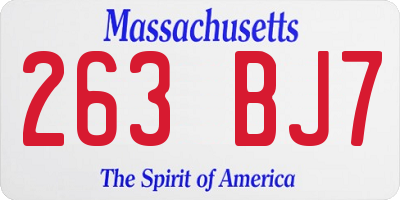 MA license plate 263BJ7