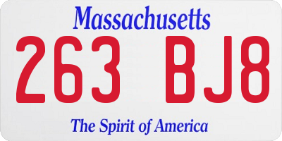 MA license plate 263BJ8