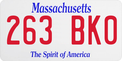 MA license plate 263BK0