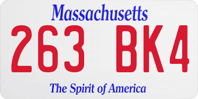 MA license plate 263BK4