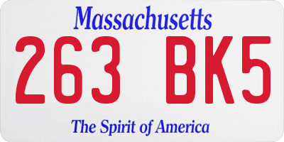 MA license plate 263BK5