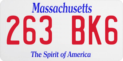 MA license plate 263BK6