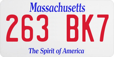 MA license plate 263BK7