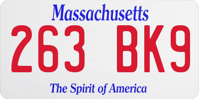MA license plate 263BK9