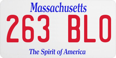 MA license plate 263BL0