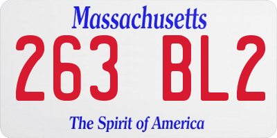 MA license plate 263BL2