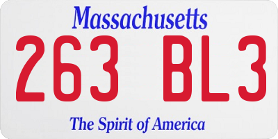 MA license plate 263BL3