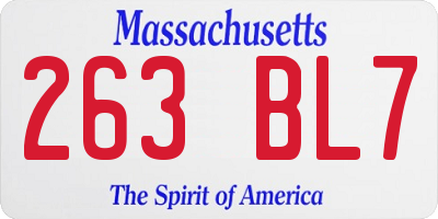 MA license plate 263BL7