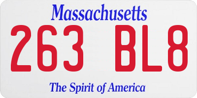 MA license plate 263BL8