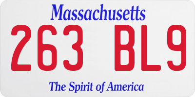 MA license plate 263BL9