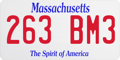 MA license plate 263BM3
