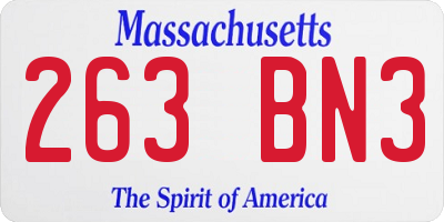 MA license plate 263BN3