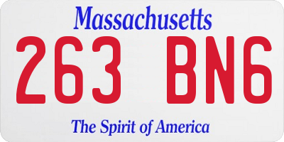 MA license plate 263BN6