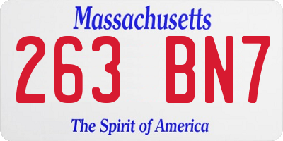 MA license plate 263BN7