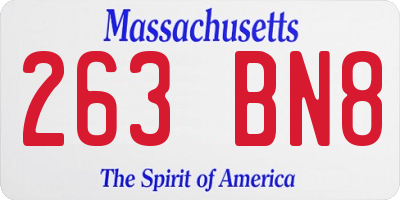 MA license plate 263BN8