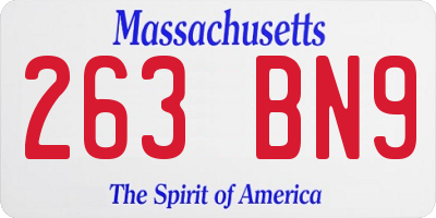 MA license plate 263BN9