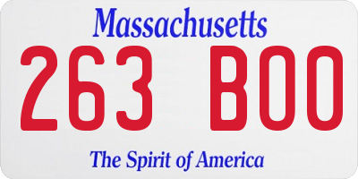 MA license plate 263BO0