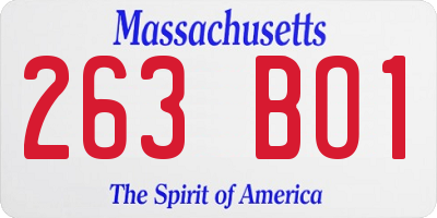 MA license plate 263BO1