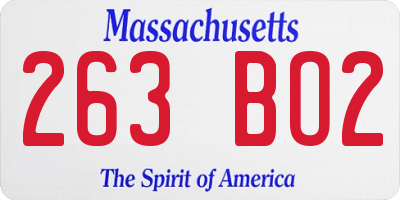 MA license plate 263BO2