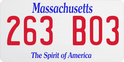 MA license plate 263BO3