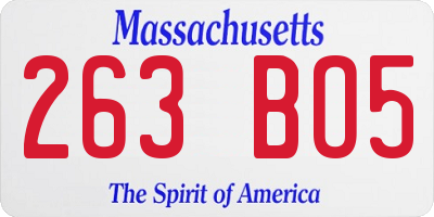 MA license plate 263BO5