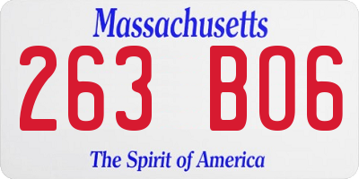 MA license plate 263BO6