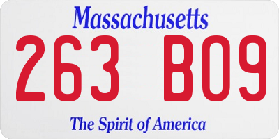 MA license plate 263BO9