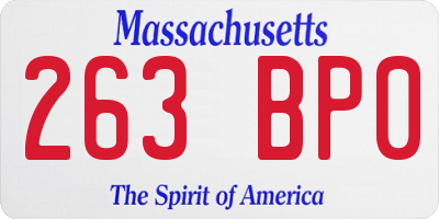 MA license plate 263BP0