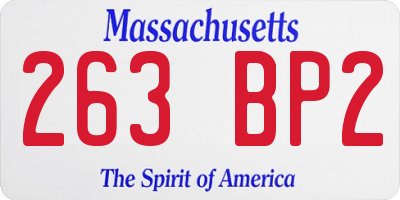MA license plate 263BP2
