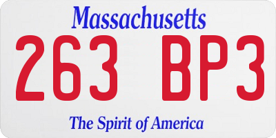 MA license plate 263BP3