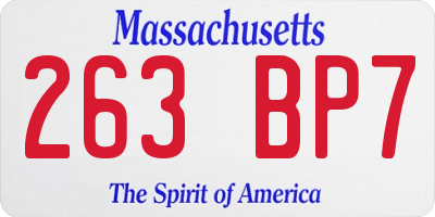 MA license plate 263BP7