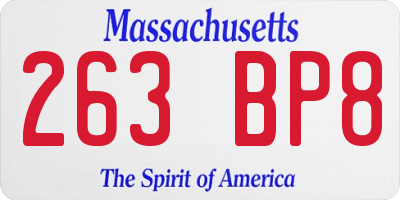 MA license plate 263BP8