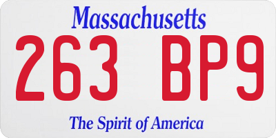 MA license plate 263BP9