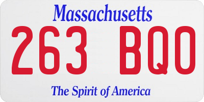 MA license plate 263BQ0