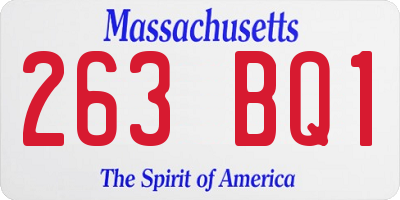 MA license plate 263BQ1