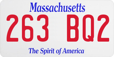 MA license plate 263BQ2