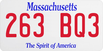 MA license plate 263BQ3