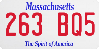 MA license plate 263BQ5