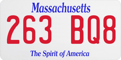 MA license plate 263BQ8