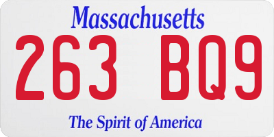 MA license plate 263BQ9