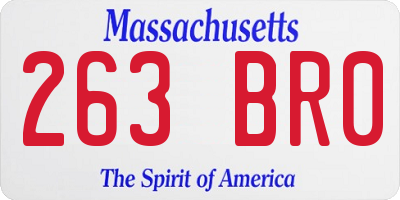 MA license plate 263BR0