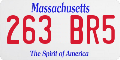MA license plate 263BR5