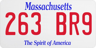 MA license plate 263BR9